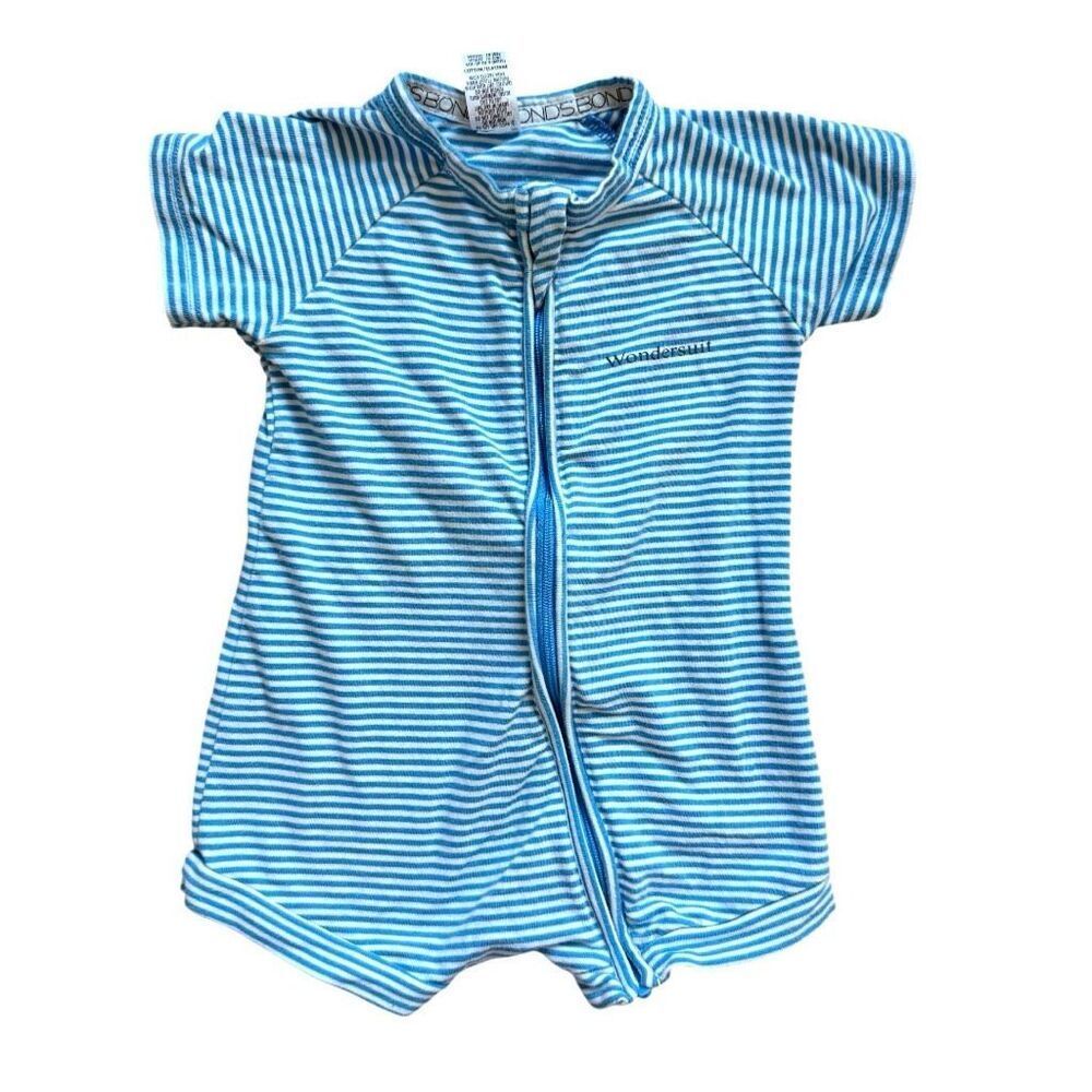 Boys Bonds Baby Zippy Wondersuit Blue Striped - Sz 0  ( Up to 9 Months )